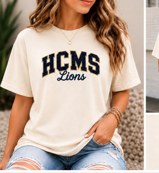 HCMS Lions Shirt - Glitter Embroidery